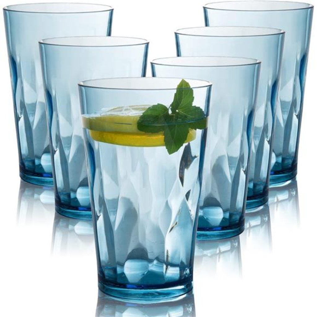 Unbreakable Plastic Drinking Glasses [Set Of 6] Shatterproof Drinking Cups,